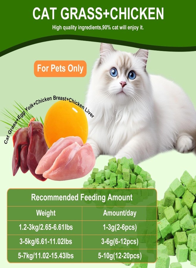 SuPruida 140g Freeze-Dried Cat Grass Treats, Natural Hairball Treatment for Cats, Edible Cats Chew Toy Cat Treats Snack for Teething Cleaning Hairball Removal - Image 3
